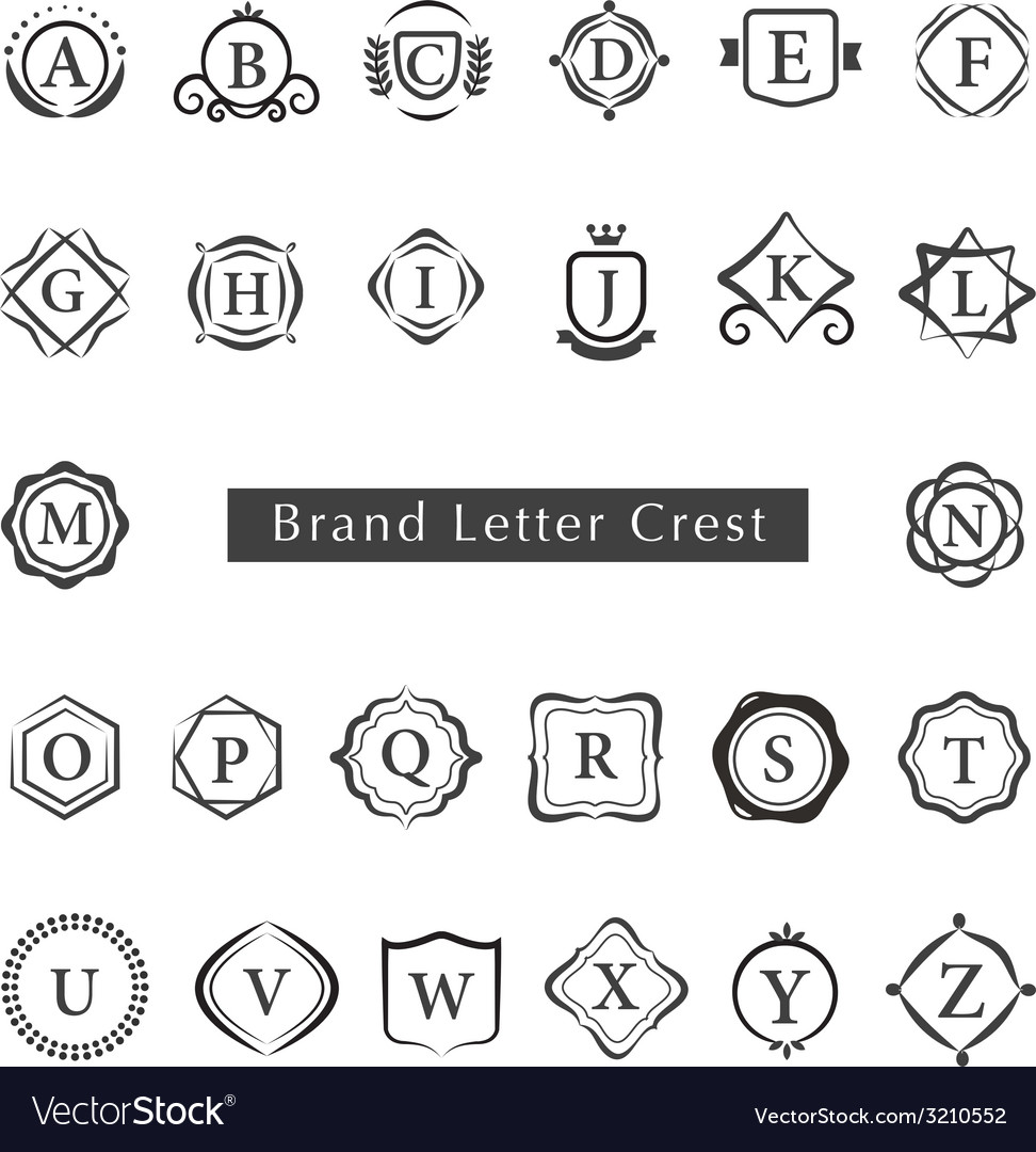 LETTERS CREST Royalty Free Vector Image - VectorStock