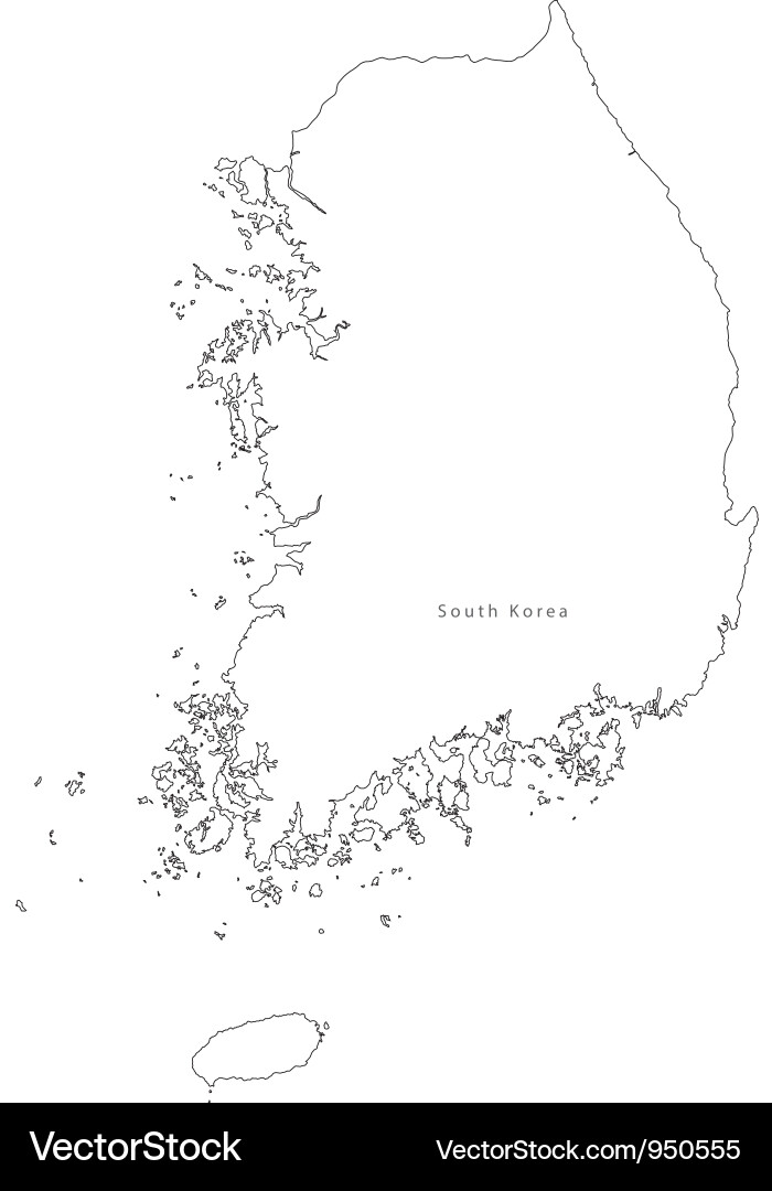 Black White South Korea Outline Map Royalty Free Vector Image - VectorStock