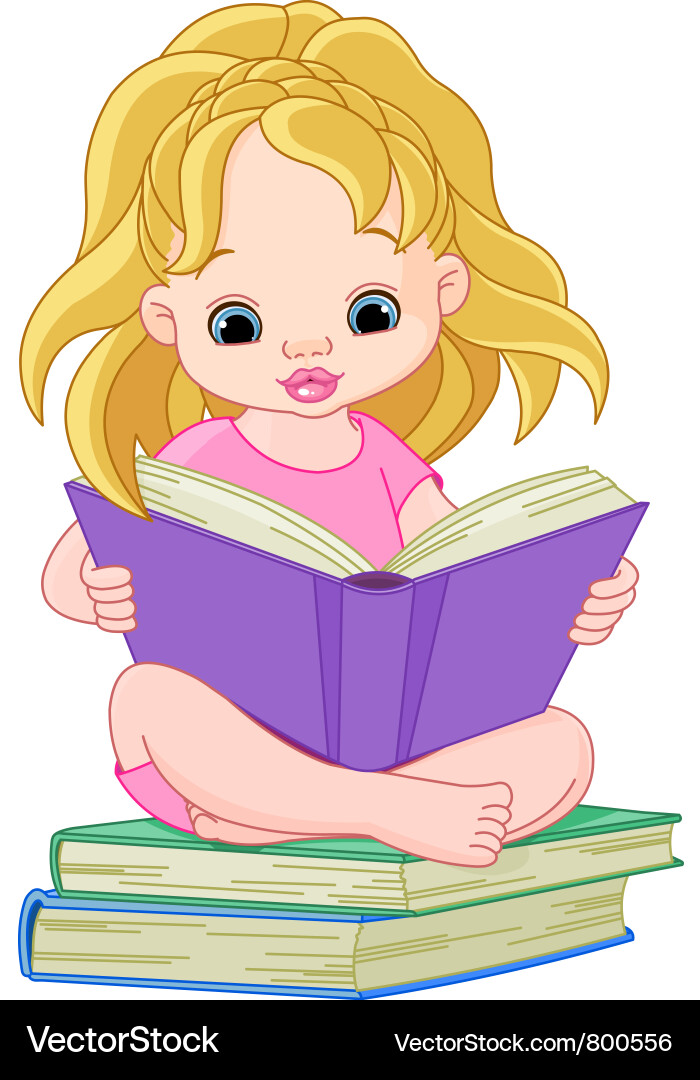 Ittle girl reading a book Royalty Free Vector Image