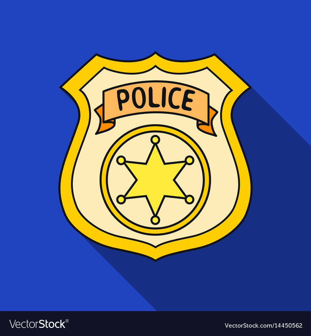 Police officer badge icon in flat style isolated Royalty Free Vector
