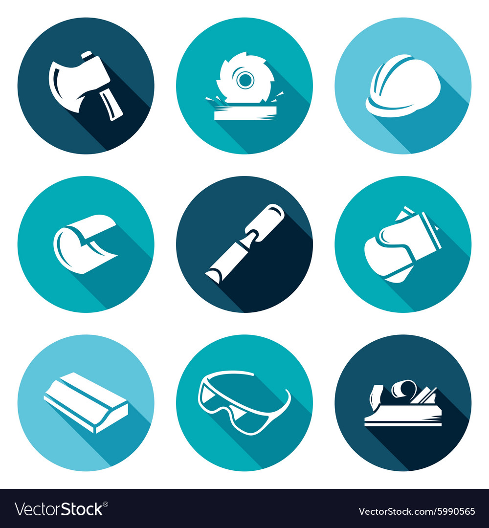 Woodworking Icons Set Vector Image Woodworking Icons Set Vector Image