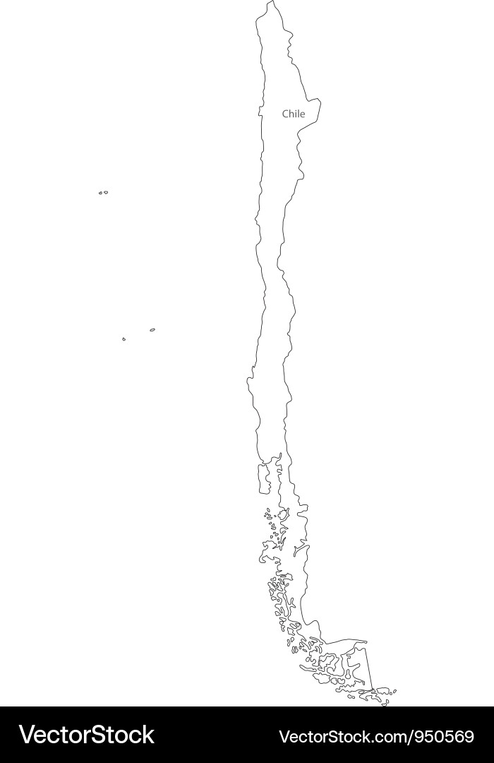 Black White Chile Outline Map Royalty Free Vector Image