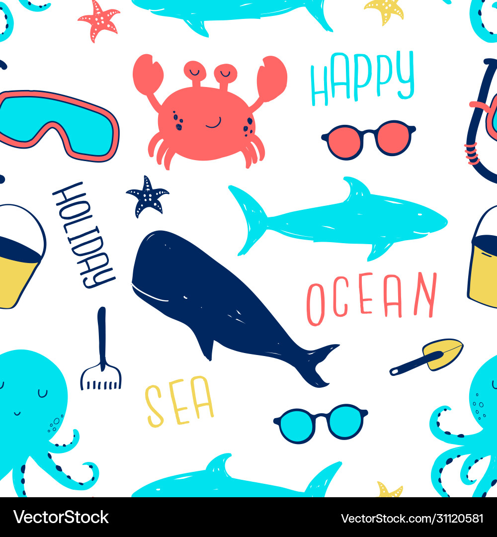 Cute animals seamless pattern print design Vector Image