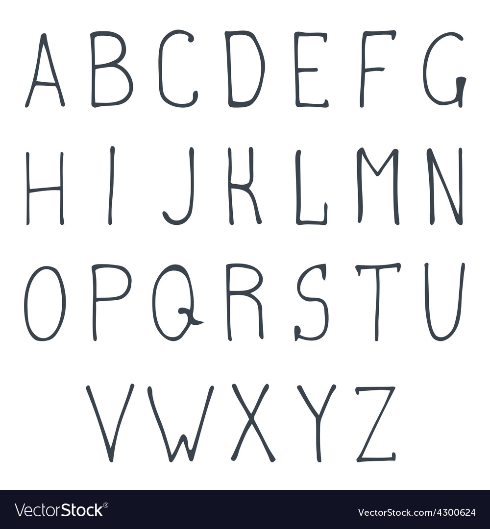 Worksheets Alphabet Handwriting hand drawn sketch alphabet handwritten font vector image