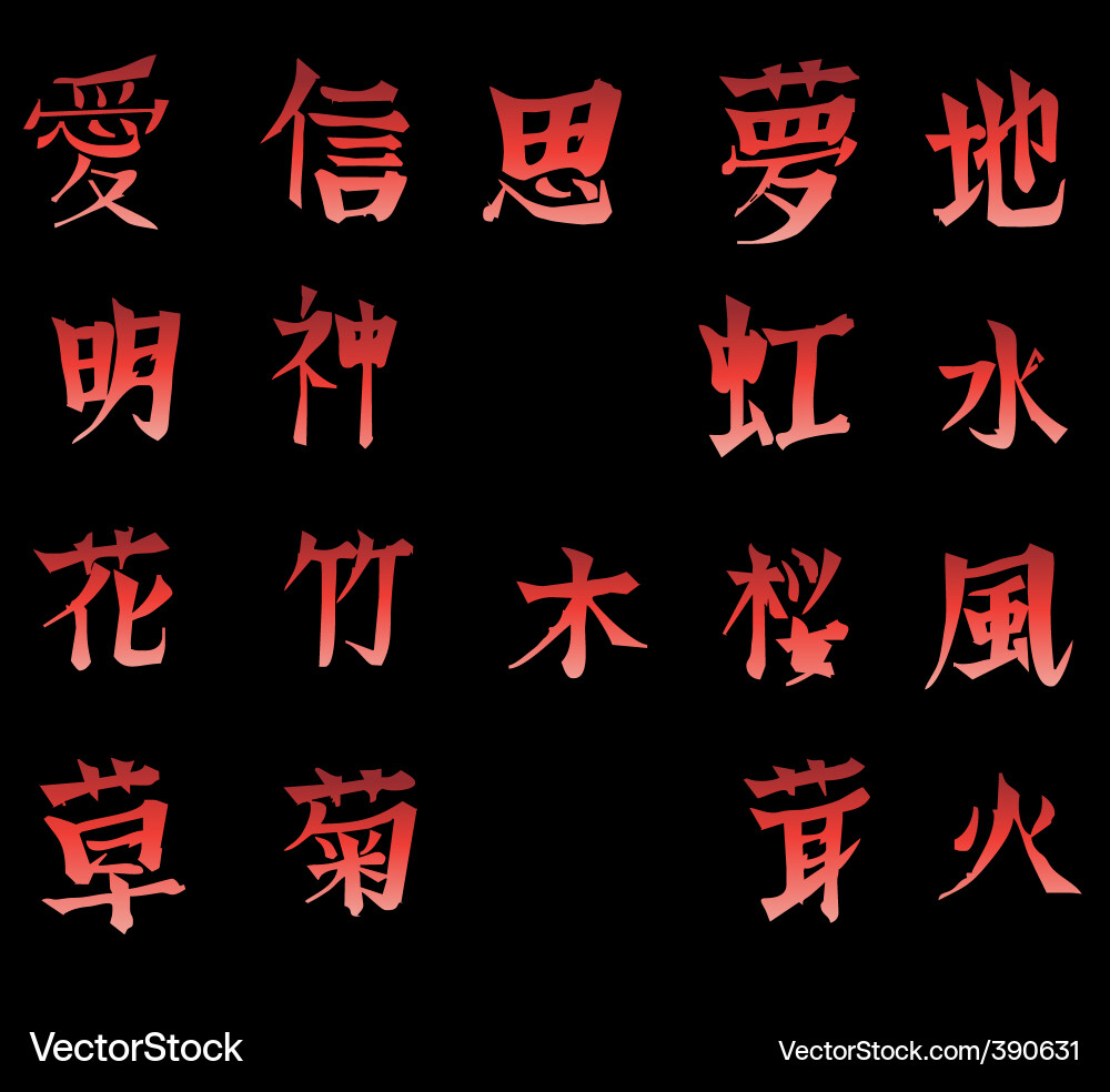 Japanese letters Royalty Free Vector Image - VectorStock