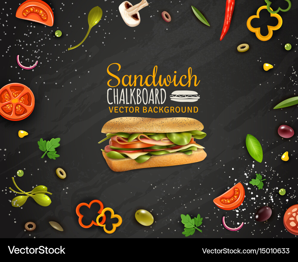 Fresh sandwich chalkboard background Royalty Free Vector