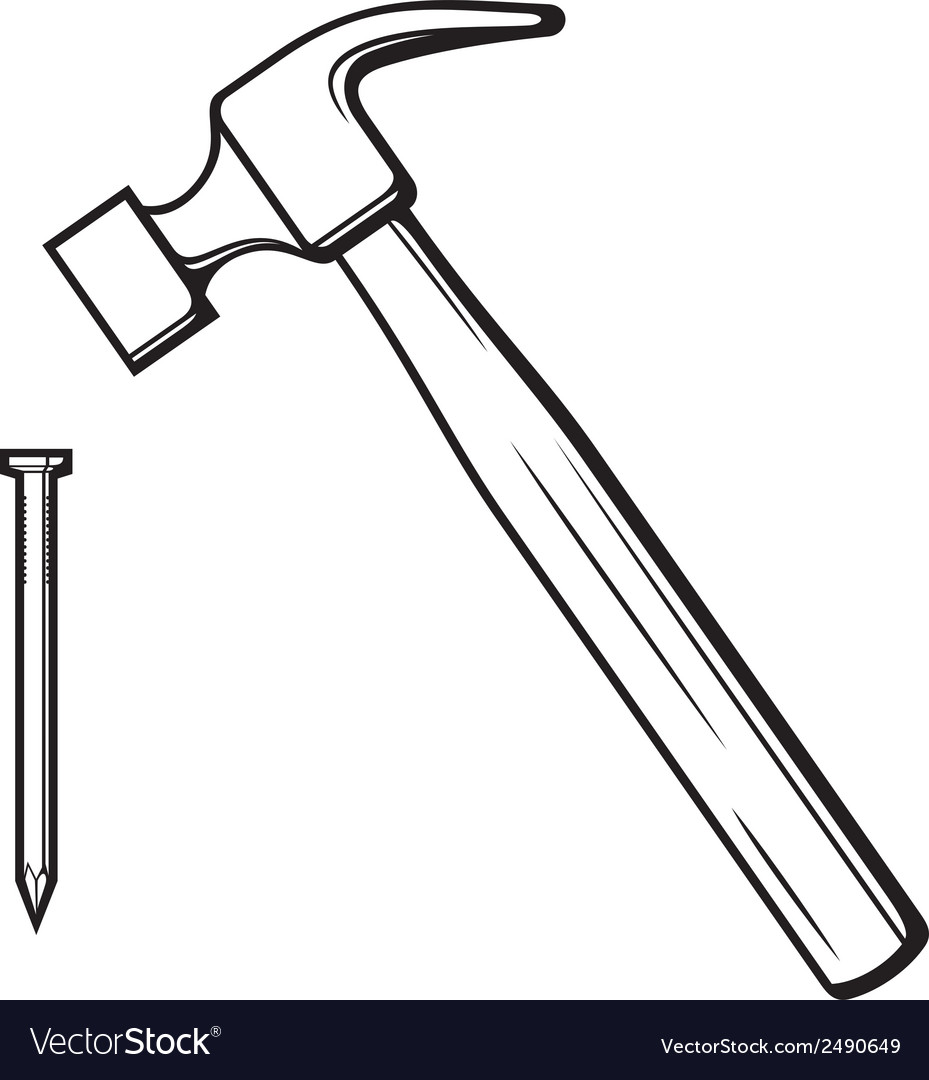 Hammer and nail Royalty Free Vector Image VectorStock