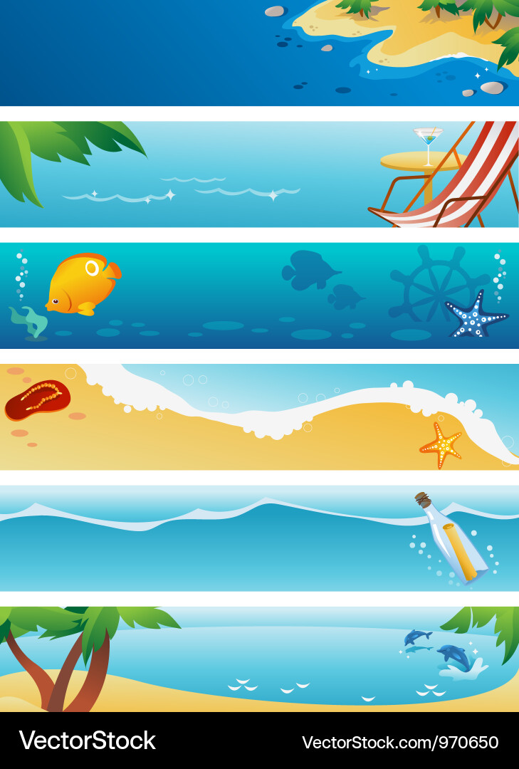 Set of 6 summer beach banners Royalty Free Vector Image