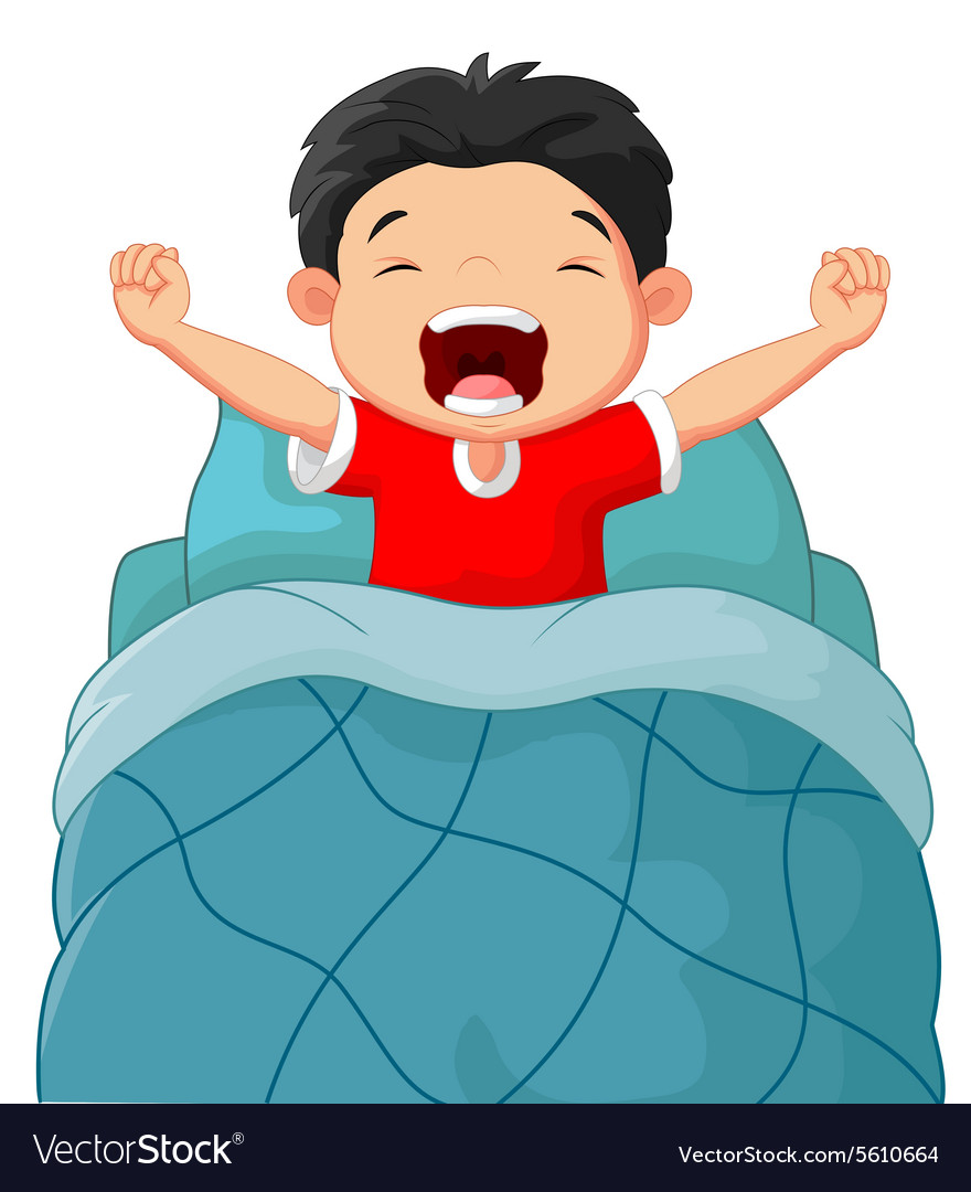 Cartoon children wake up  Royalty Free Vector Image