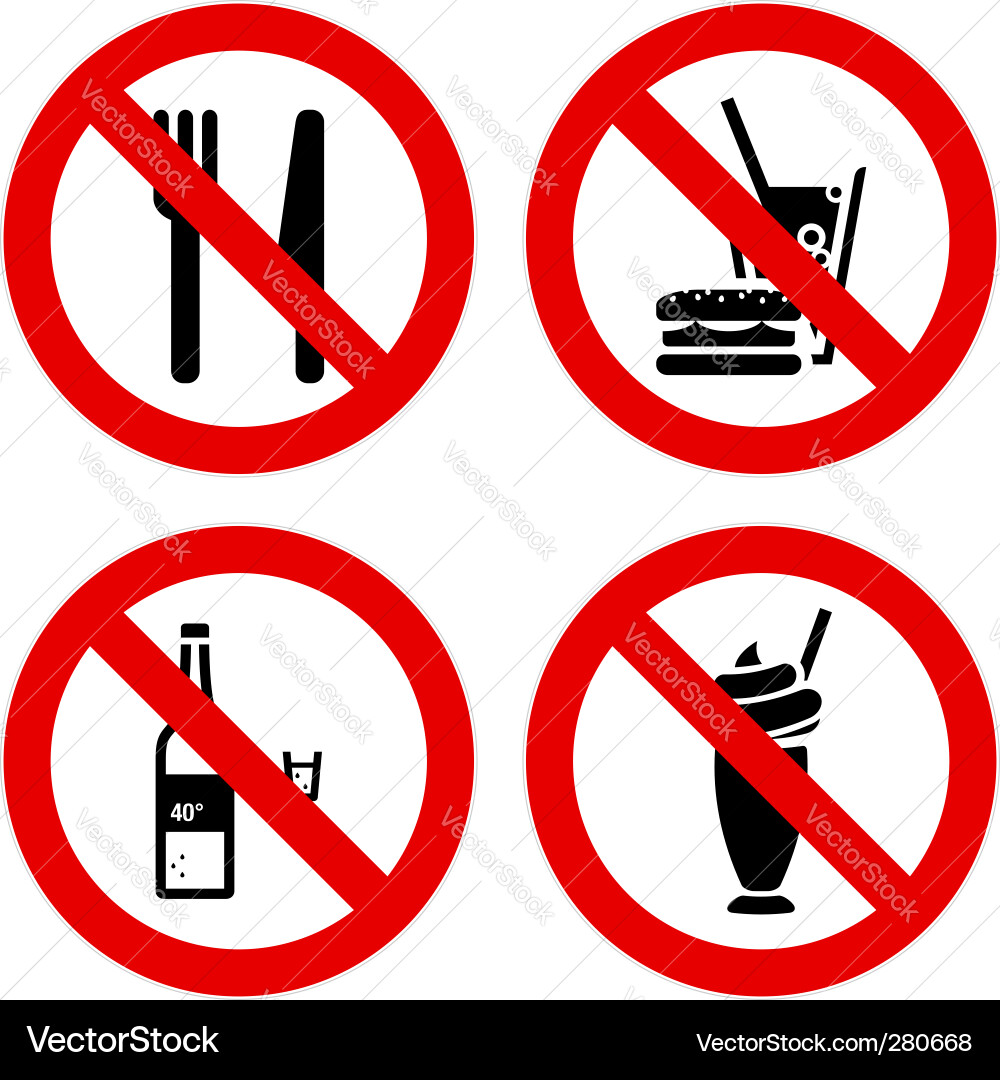 No eating and drinking signs Royalty Free Vector Image
