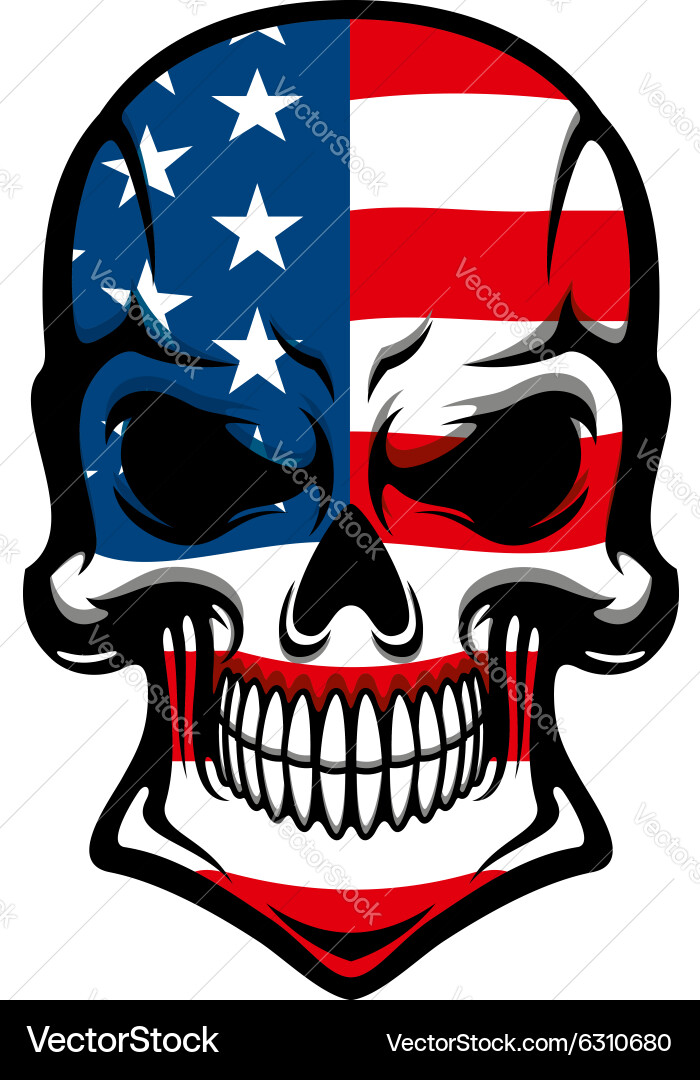 Download Danger skull with American flag pattern Royalty Free Vector