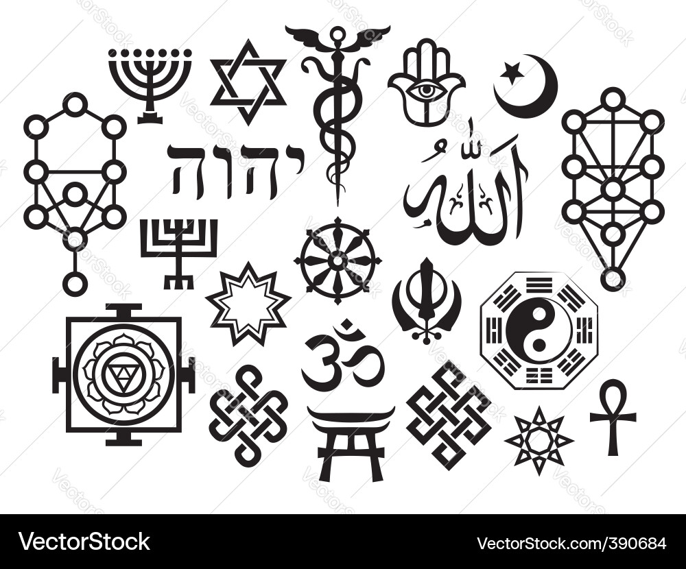 Oriental religious symbols Royalty Free Vector Image