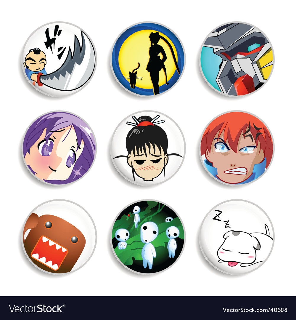 Download Anime badges Royalty Free Vector Image - VectorStock