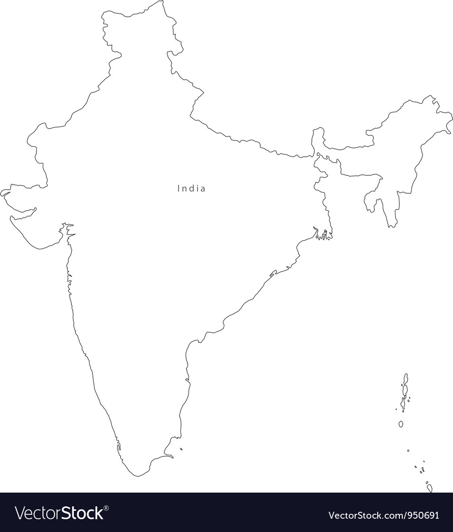 Black White India Outline Map Royalty Free Vector Image