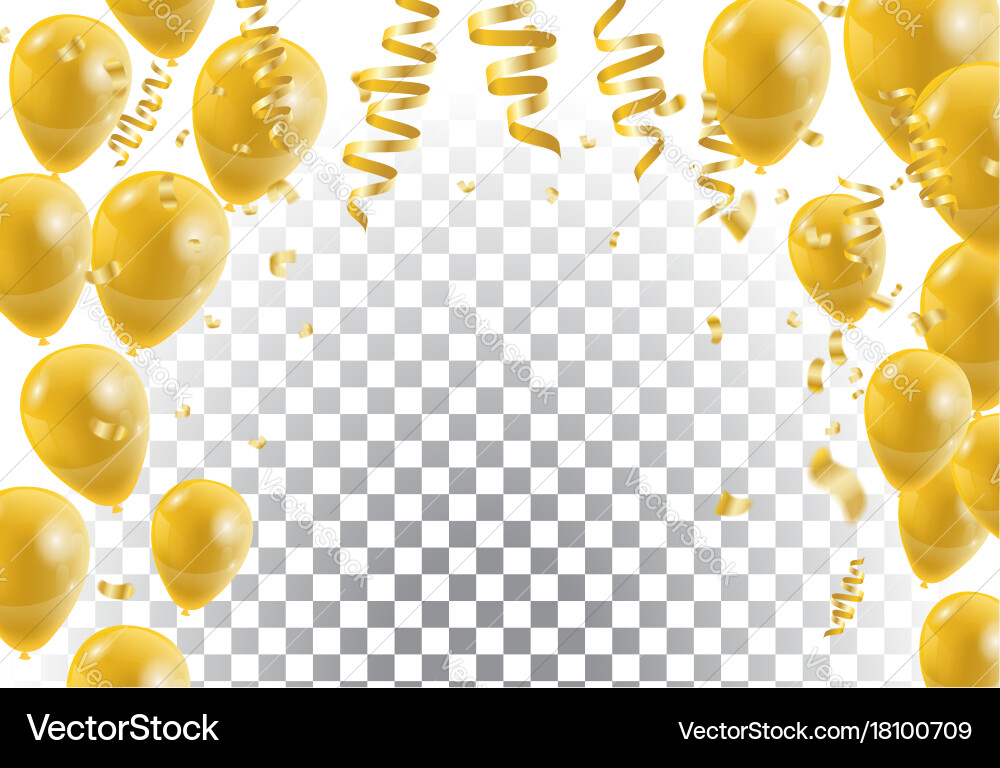 Gold balloons white background Royalty Free Vector Image