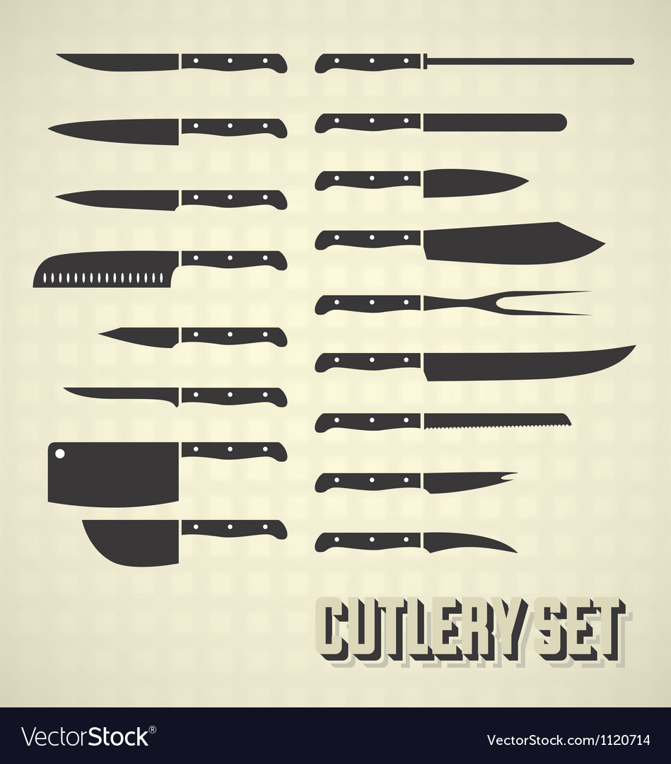 Cutlery Set And Kitchen Knives Royalty Free Vector Image