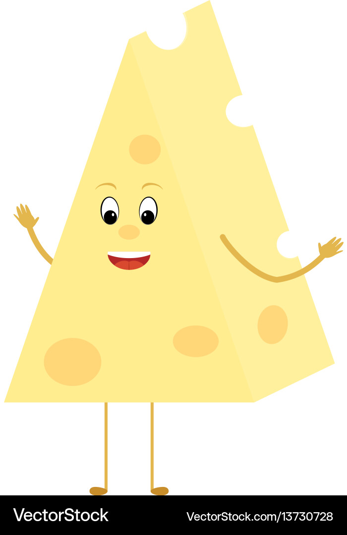 Yellow cheese triangle cartoon slice character Vector Image