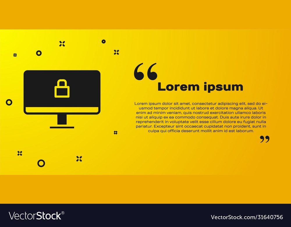 Black lock on computer monitor screen icon Vector Image