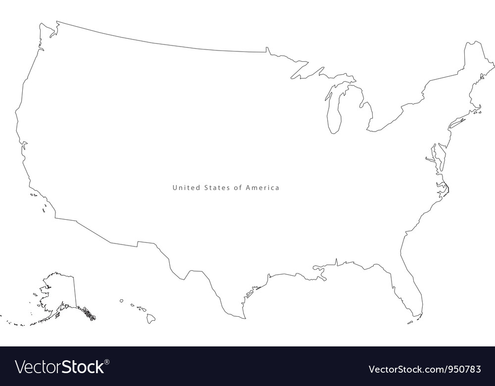 black white usa outline map royalty free vector image