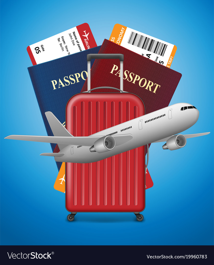 Business Trip Banner With Passport Tickets Vector Image Business Trip Banner With Passport Tickets Vector Image
