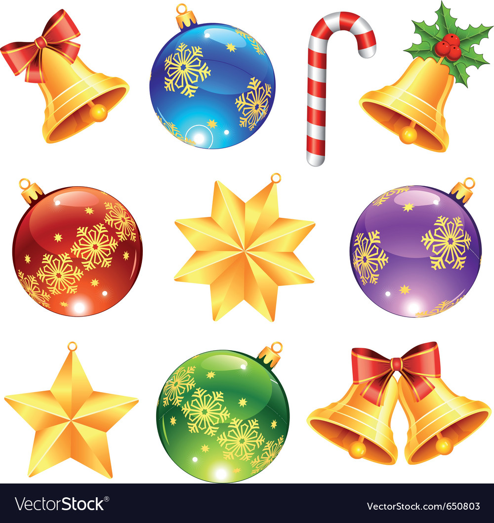 Bright christmas decorations Royalty Free Vector Image  VectorStock