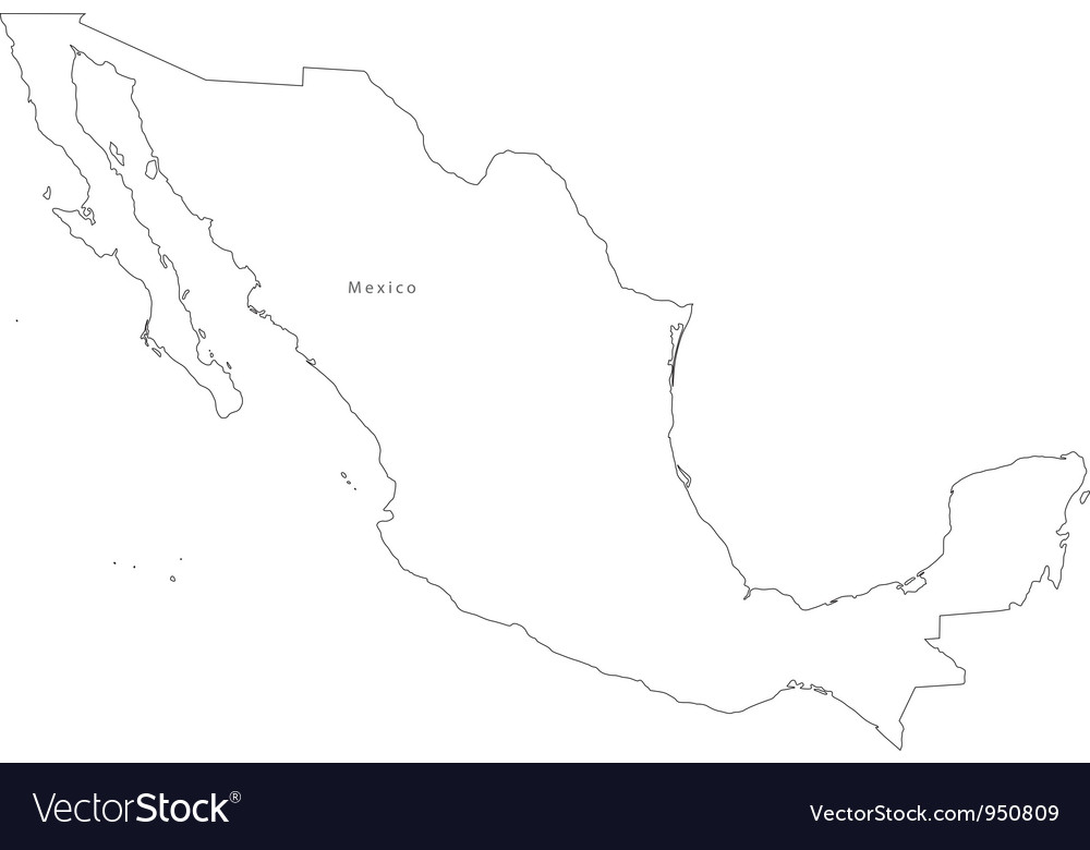 Black White Mexico Outline Map Royalty Free Vector Image
