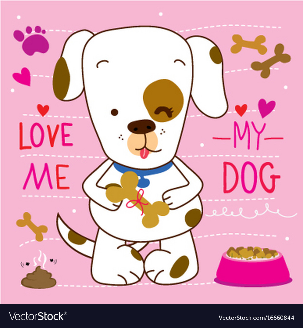 Download Love me love my dog cartoon cute design Royalty Free Vector