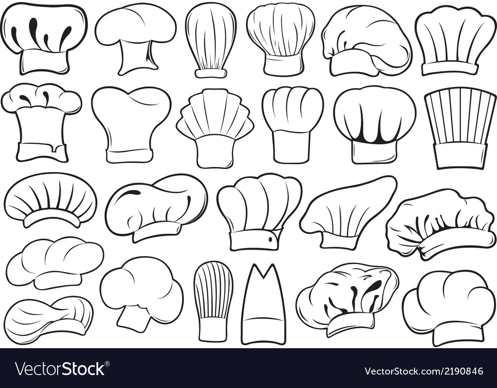 Set of different chef hats Royalty Free Vector Image