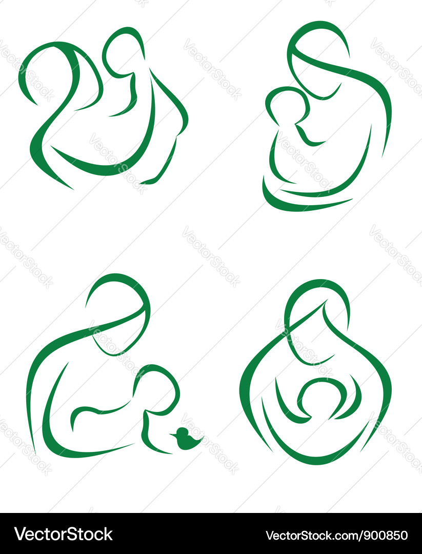Mother and child set of woman and baby icons Vector Image