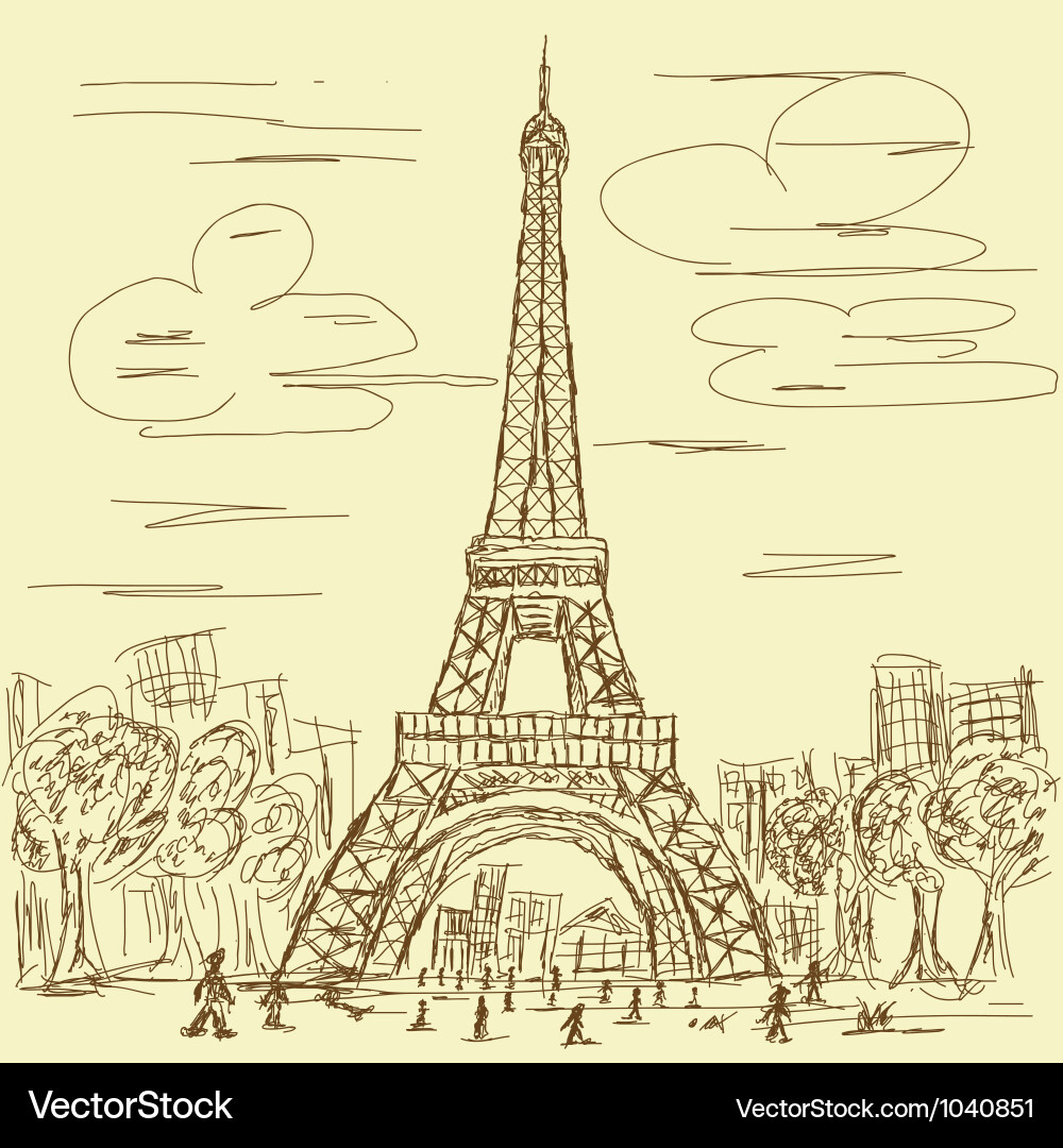 eiffel vector vintage free tower Royalty   eifel Vintage Free VectorStock Vector Image