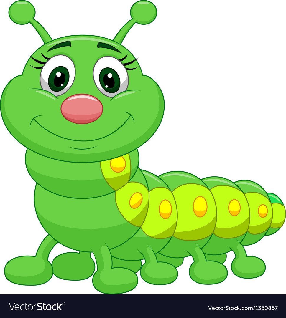 Cute green caterpillar cartoon Royalty Free Vector Image