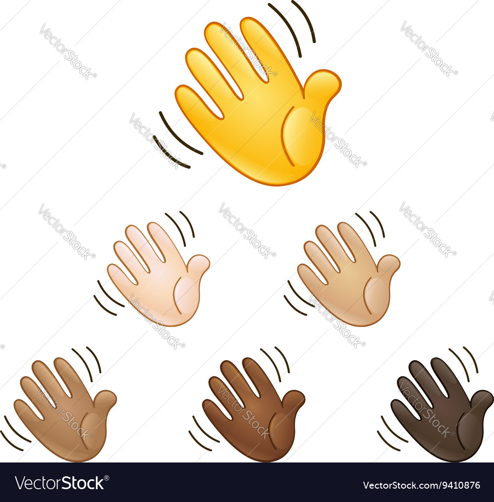Waving hand sign emoji Royalty Free Vector Image