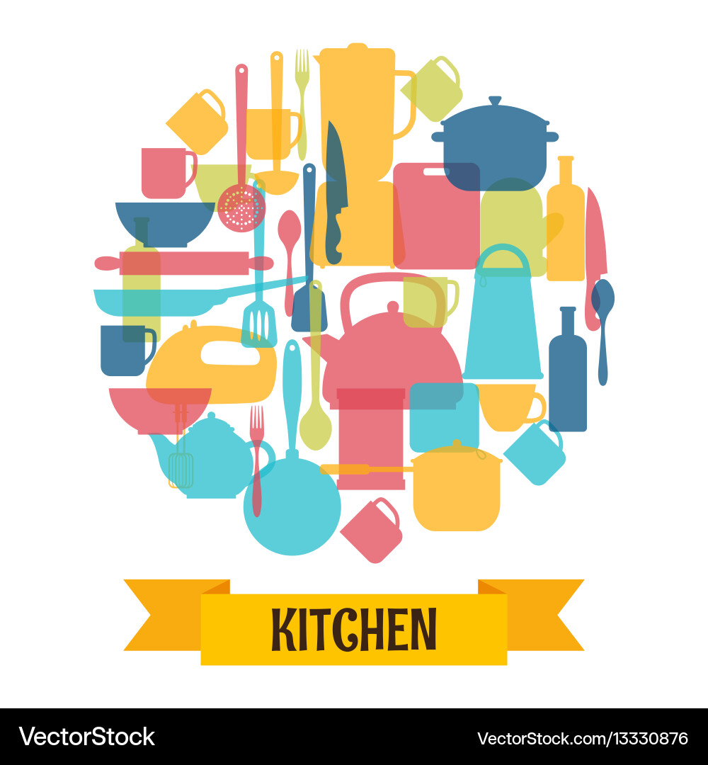 Cooking utensils background kitchen and Royalty Free Vector