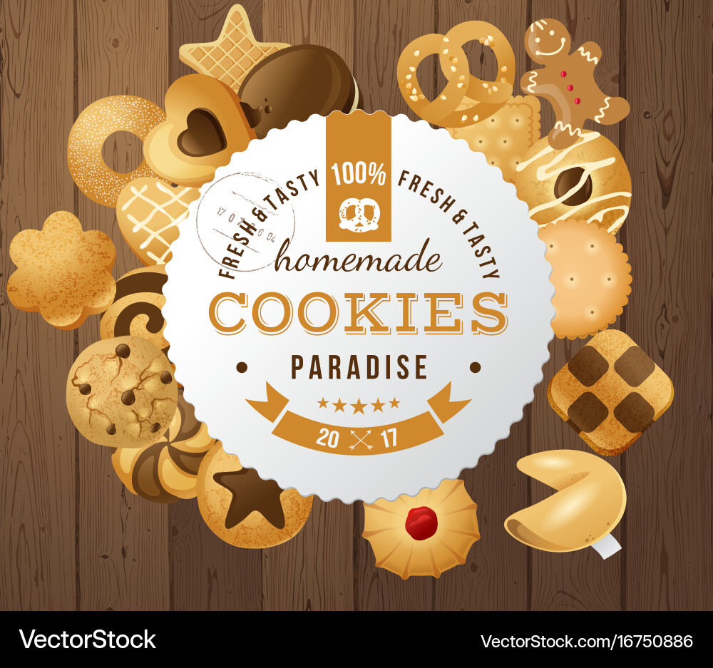 Homemade cookies round label Royalty Free Vector Image