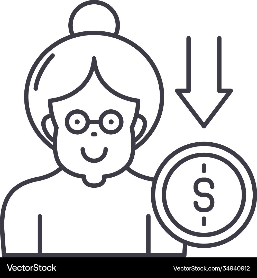 Retirement plans icon linear isolated Royalty Free Vector