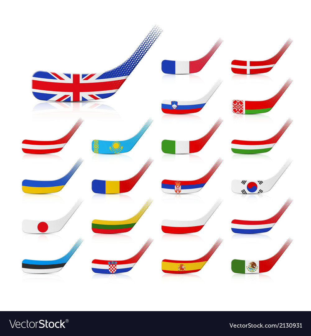 ice hockey sticks with flags royalty free vector image
