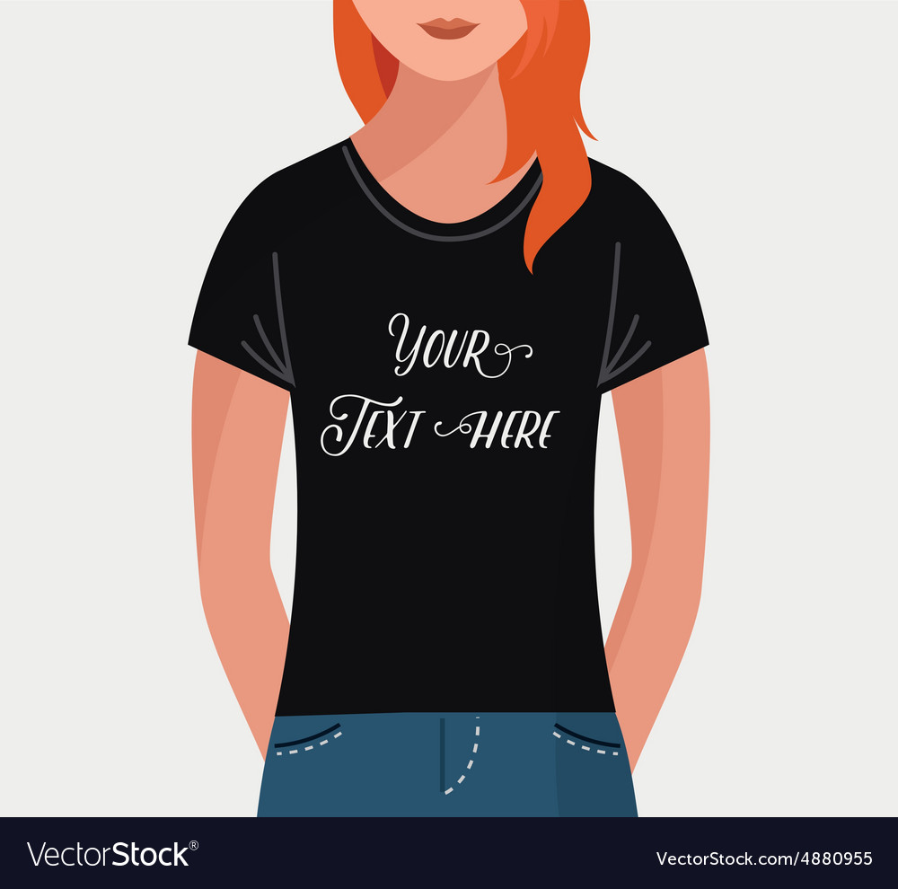 Download Girl with t-shirt flat mock up template Royalty Free Vector