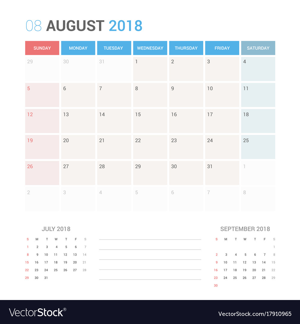 Calendar Planner Vector Free : Calendar planner for august royalty free vector image Calendar Planner Vector Free : Calendar planner for august royalty free vector image
