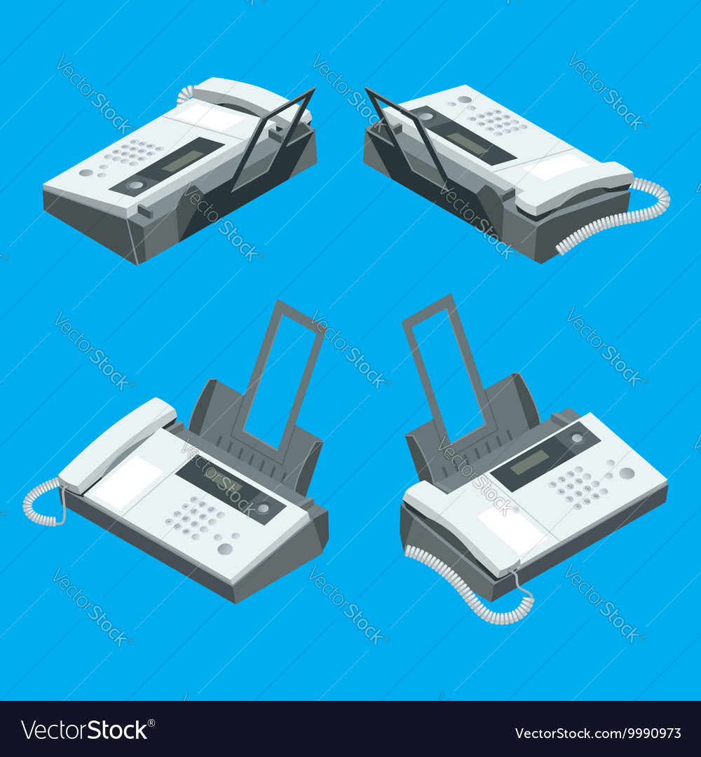 Fax Machine Office Equipment Flat Royalty Free Vector Fax Machine Office Equipment Flat Vector Image