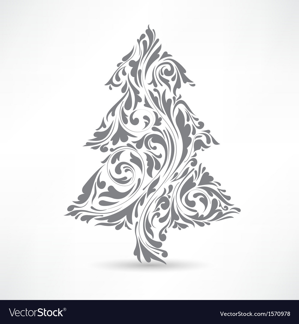Christmas tree Floral motif Design element Vector Image