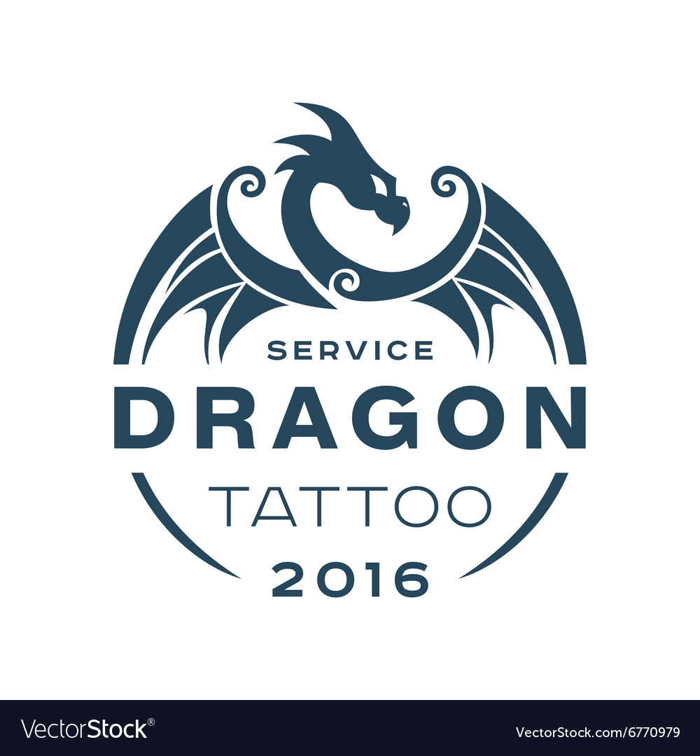 dragon logo tattoo service in style the flat of vector image dragon logo tattoo service in style the flat of vector image