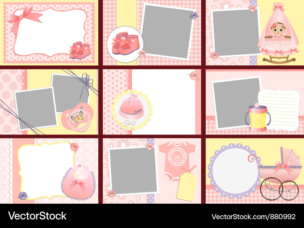 Cute templates for baby photo frames Royalty Free Vector