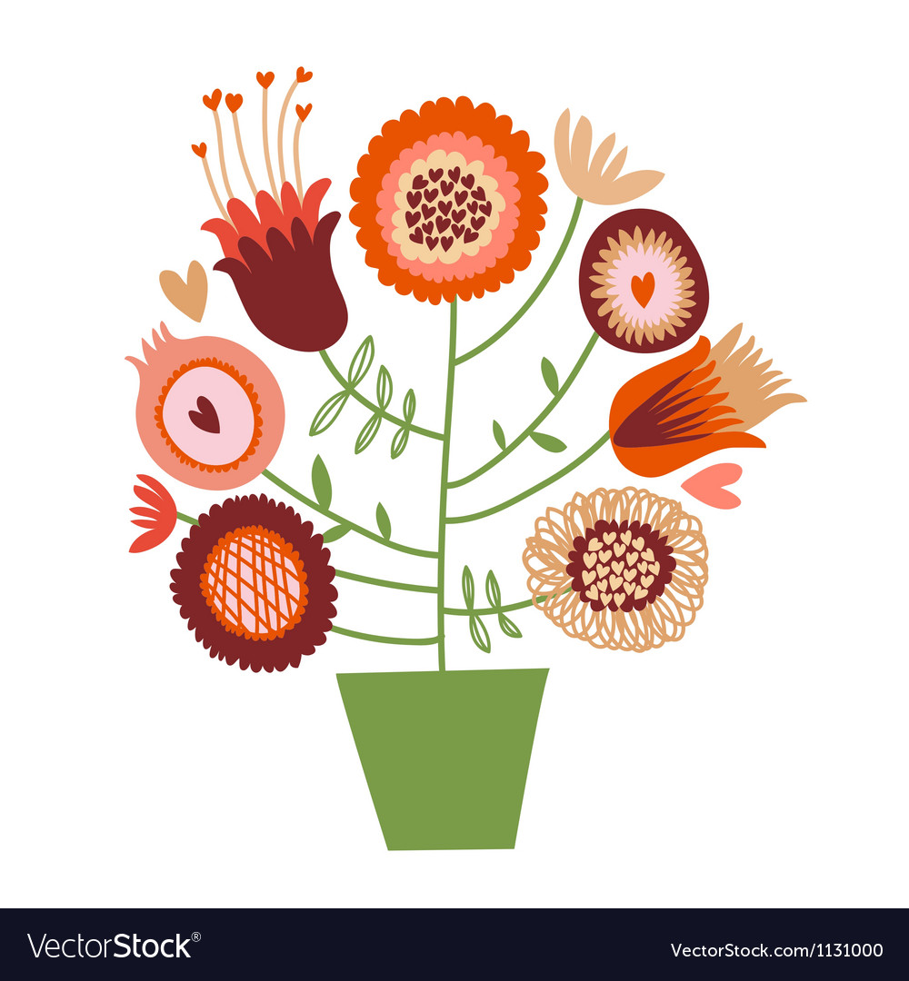 cute cartoon flower tree vector image