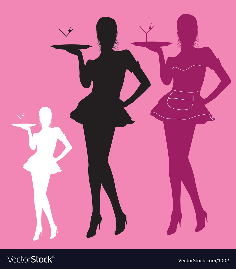 Retro Waitress Royalty Free Vector Image Vectorstock