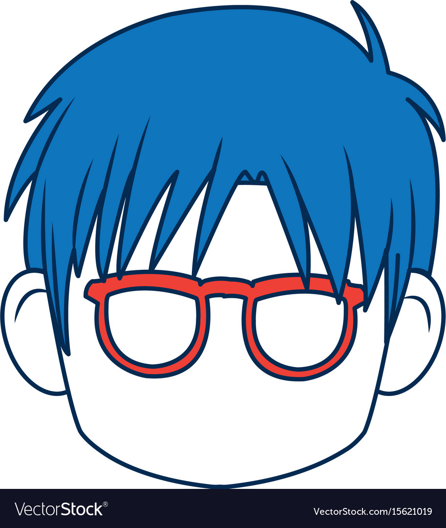 anime boy with blue hair and glasses vector image