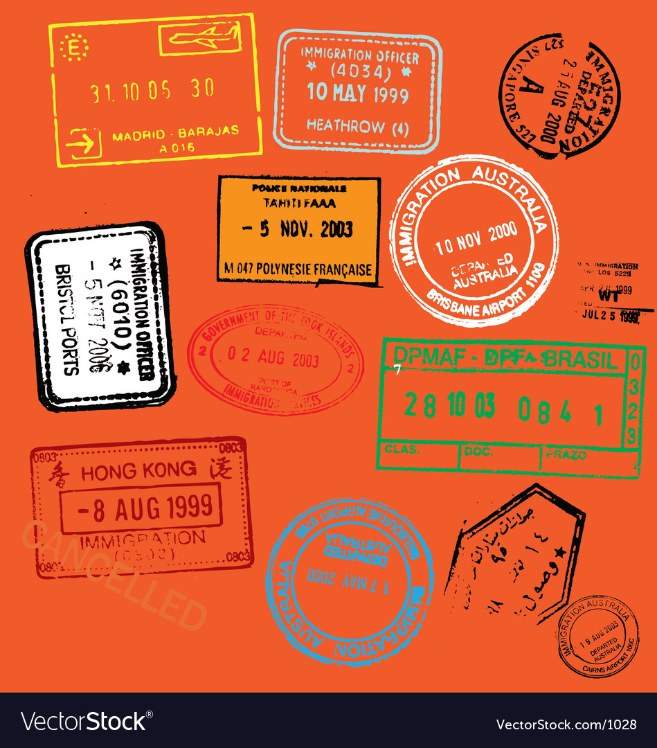 Passport stamps Royalty Free Vector Image VectorStock