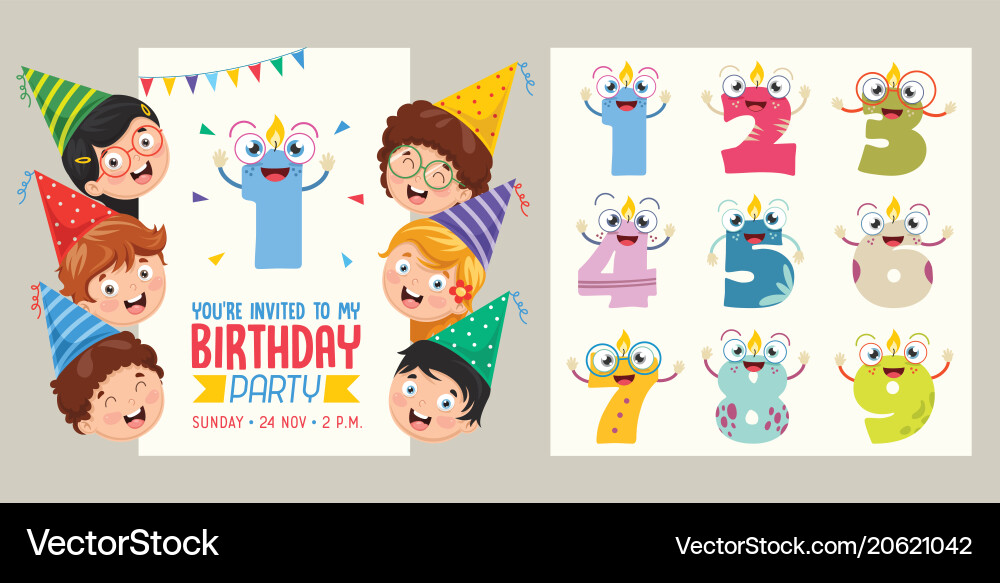 Birthday invitation card design Royalty Free Vector Image