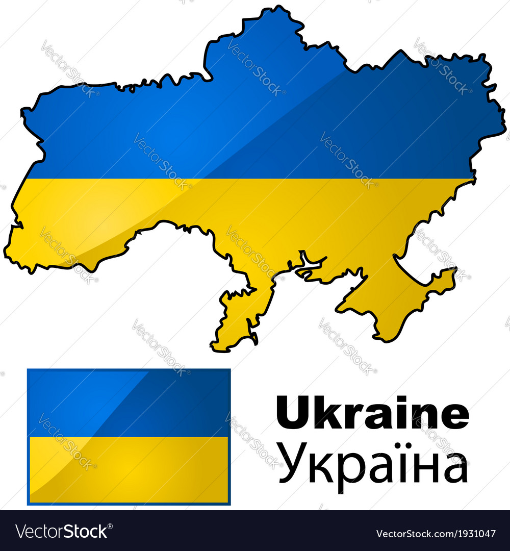 Ukraine map and flag Royalty Free Vector Image
