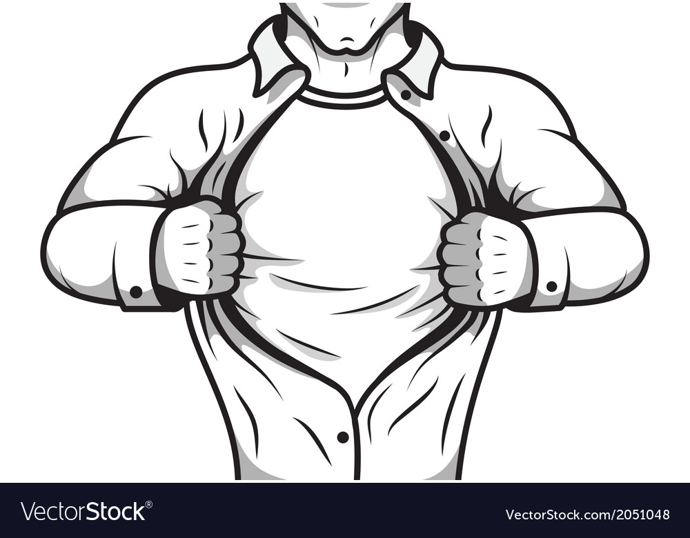 Download Comic hero opening shirt Royalty Free Vector Image
