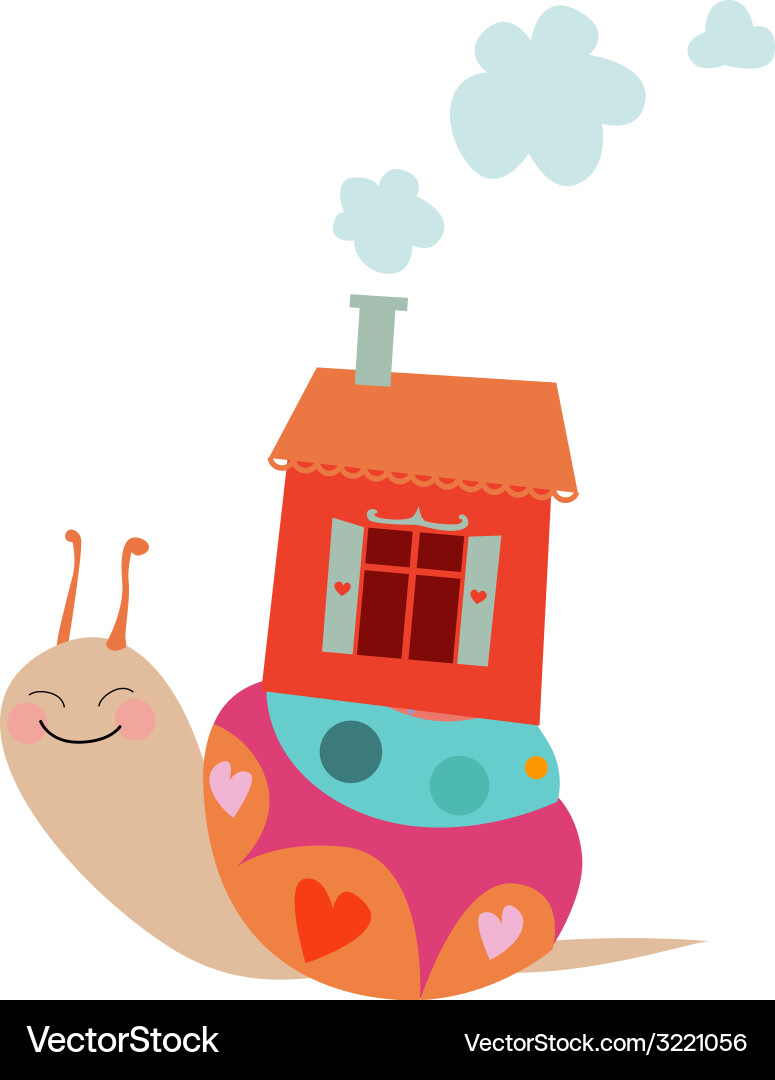Cute cartoon snail with house Royalty Free Vector Image
